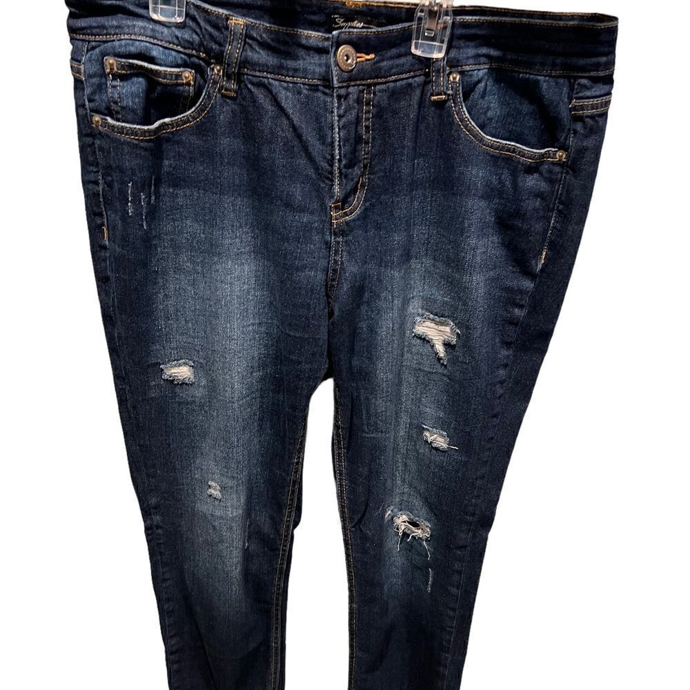 ‎Supplies dark wash distressed skinny jeans size 12